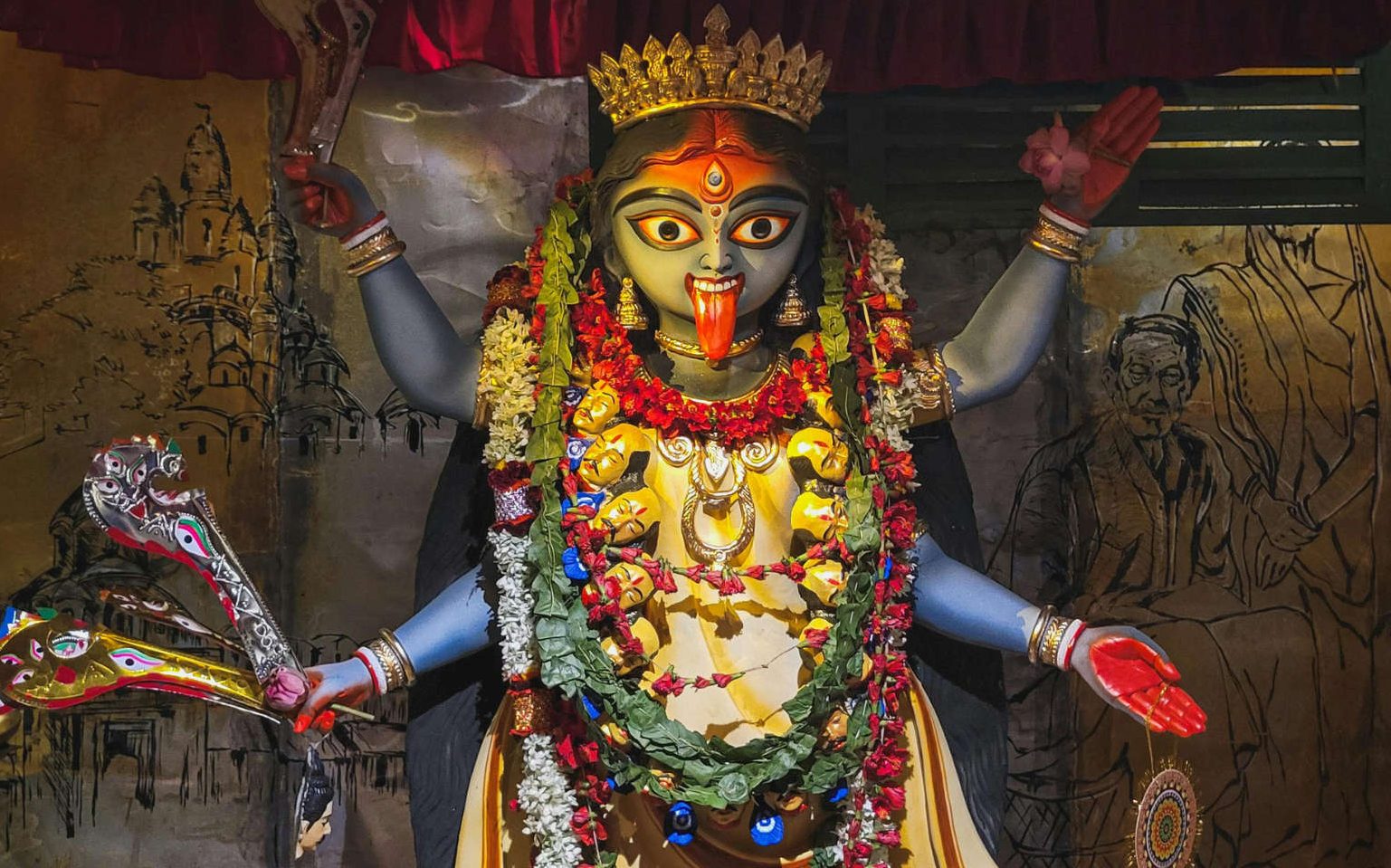 Kali embodies time, transformation, and the destruction of ego.